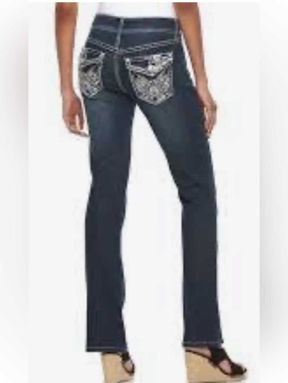 ARIZONA Blue Bootcut High Rise Rhinestone Stud Detail Denim Jeans 16 - Picture 2 of 9